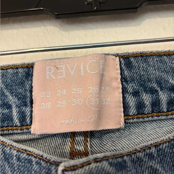 REVICE High Rise Button Fly Ripped Blue Jeans - Picture 4 of 4